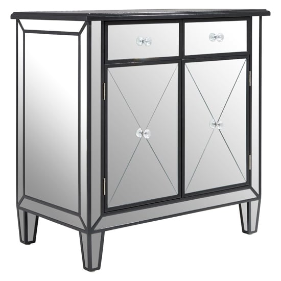 Read more about Tiffani mirrored glass sideboard in silver and black