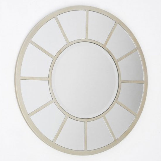 Tiffani Round Wall Bedroom Mirror In Silver Frame_2