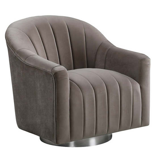 Product photograph of Tiffani Velvet Swivel Lounge Chaise Chair In Cappuccino from Furniture in Fashion