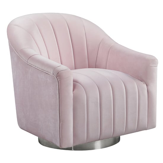 Product photograph of Tiffani Velvet Swivel Lounge Chaise Chair In Pink from Furniture in Fashion