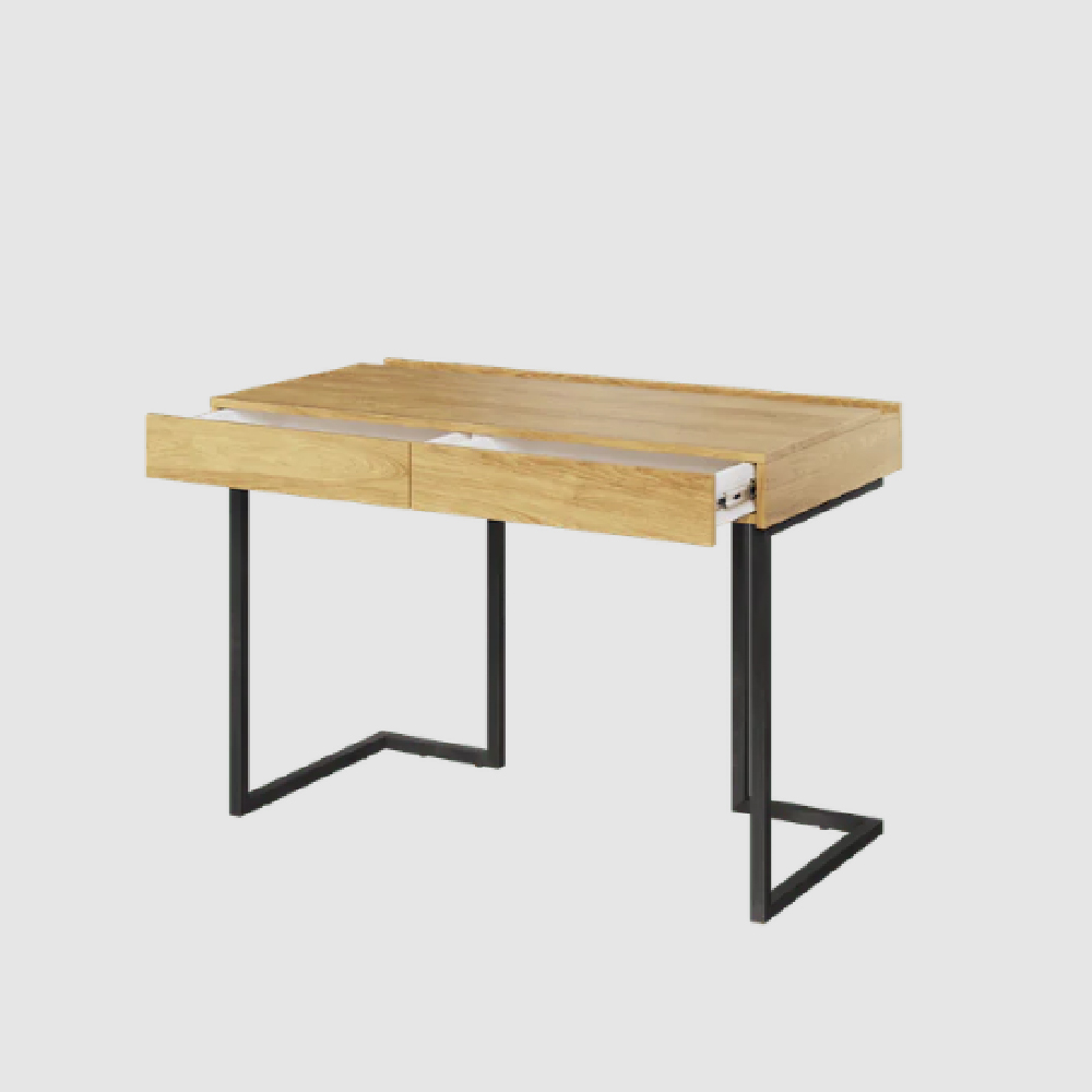 Tifton Wooden Laptop Desk With 2 Drawers In Oak