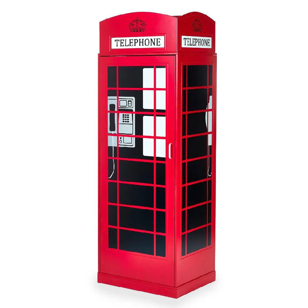 Tifton Wooden Telephone Box Wardrobe With 1 Door In Red