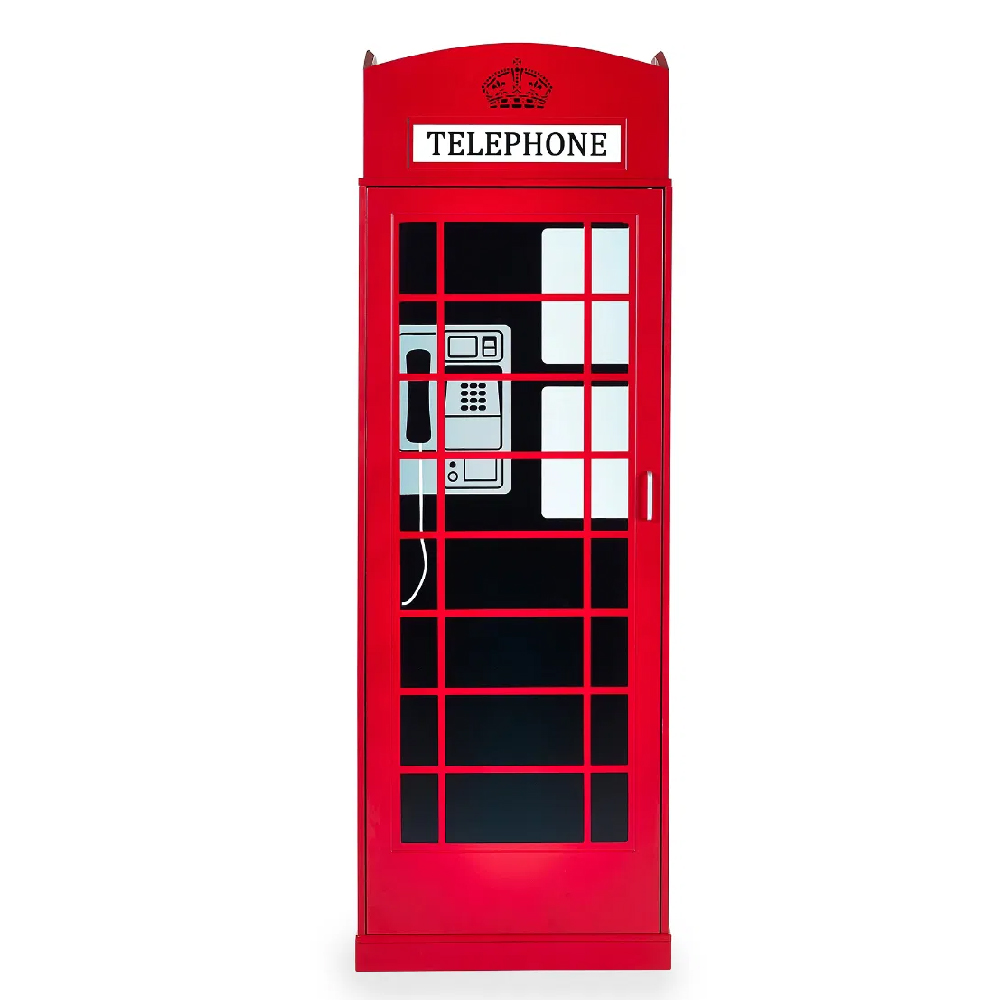 Tifton Wooden Telephone Box Wardrobe With 1 Door In Red