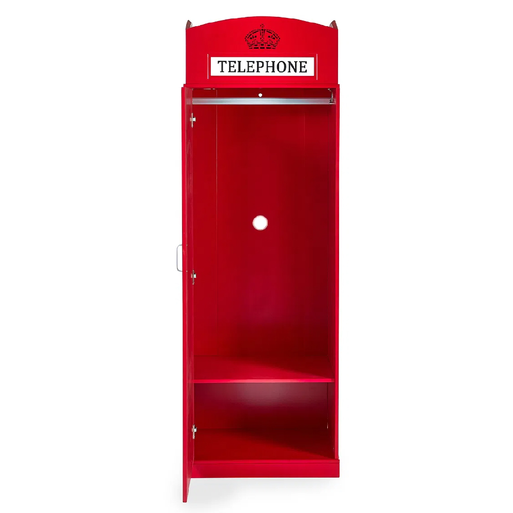 Tifton Wooden Telephone Box Wardrobe With 1 Door In Red