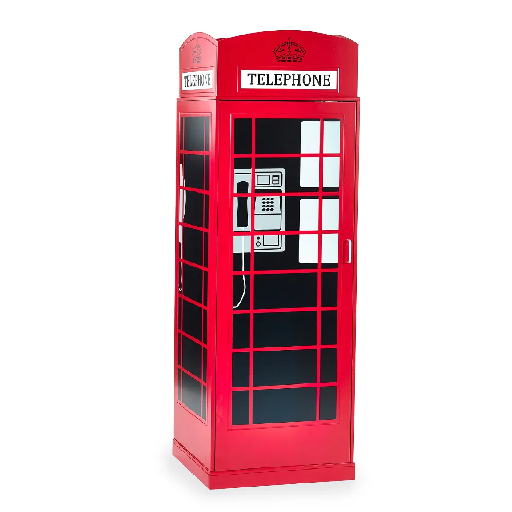 Tifton Wooden Telephone Box Wardrobe With 1 Door In Red
