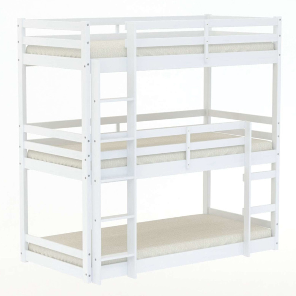 Tifton Wooden Triple Bunk Bed In White