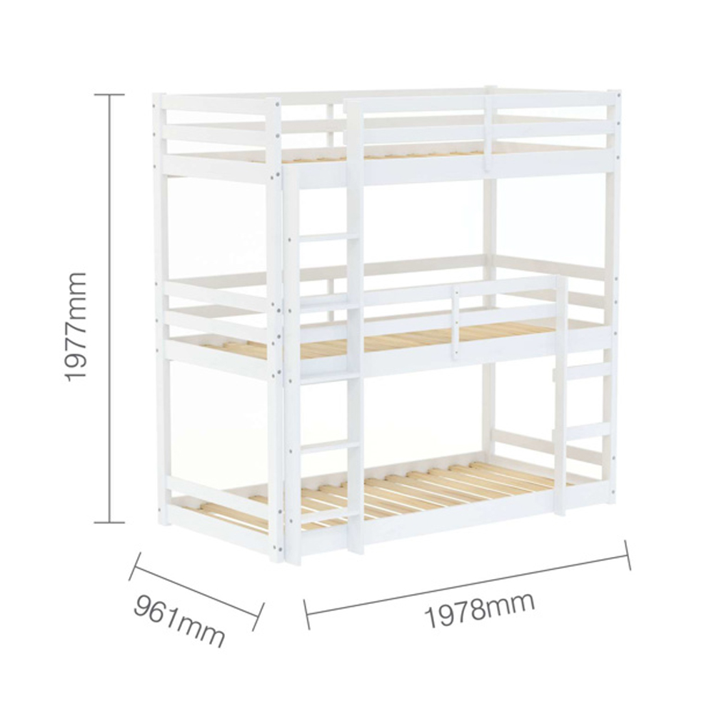 Tifton Wooden Triple Bunk Bed In White