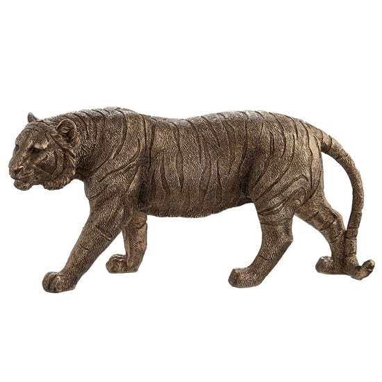 Product photograph of Tiger Theo Poly Design Sculpture In Antique Gold from Furniture in Fashion