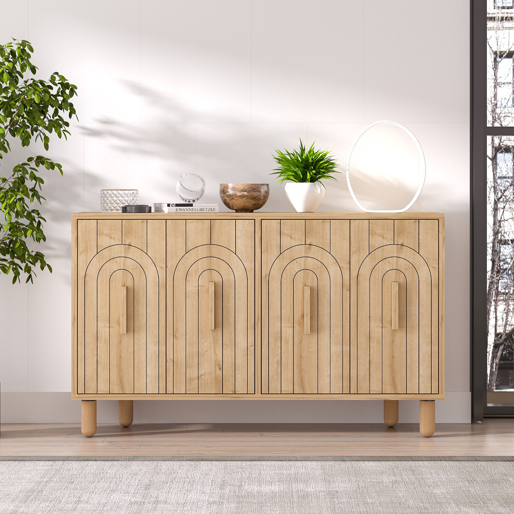 Tiger Wooden Sideboard with 4 Doors in Sapphire Oak