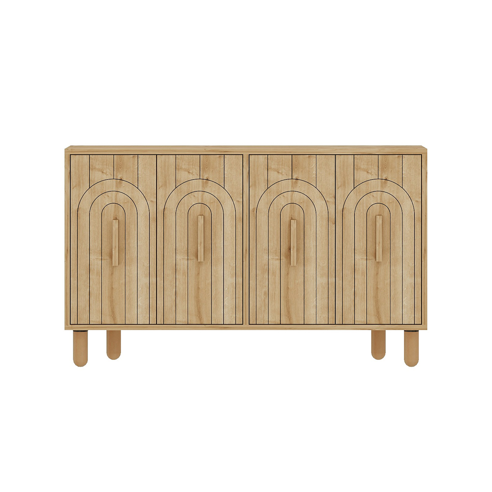 Tiger Wooden Sideboard with 4 Doors in Sapphire Oak