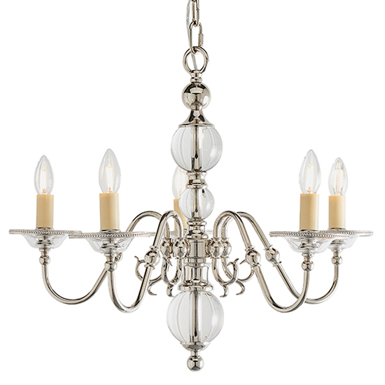 Read more about Tilburg 5 lights clear crystal pendant light in polished nickel