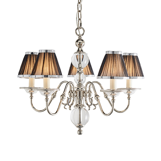 Read more about Tilburg 5 lights pendant light in nickel with black shades