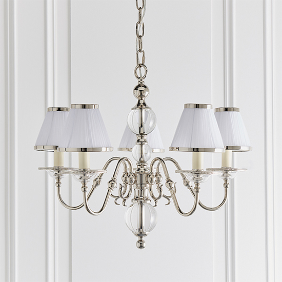 Tilburg 5 Lights Pendant Light In Nickel With White Shades_2