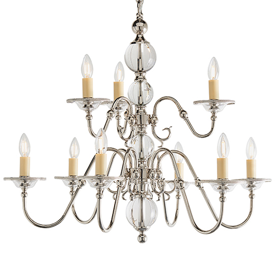 Photo of Tilburg 9 lights clear crystal pendant light in polished nickel