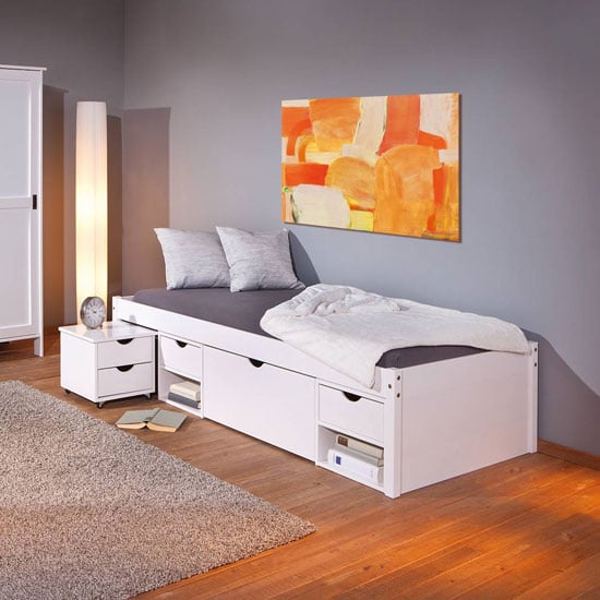 Till FSC Wooden Functional Single Bed In White