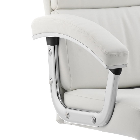 Tillie Bonded Leather Executive Chair In White With Chrome Base