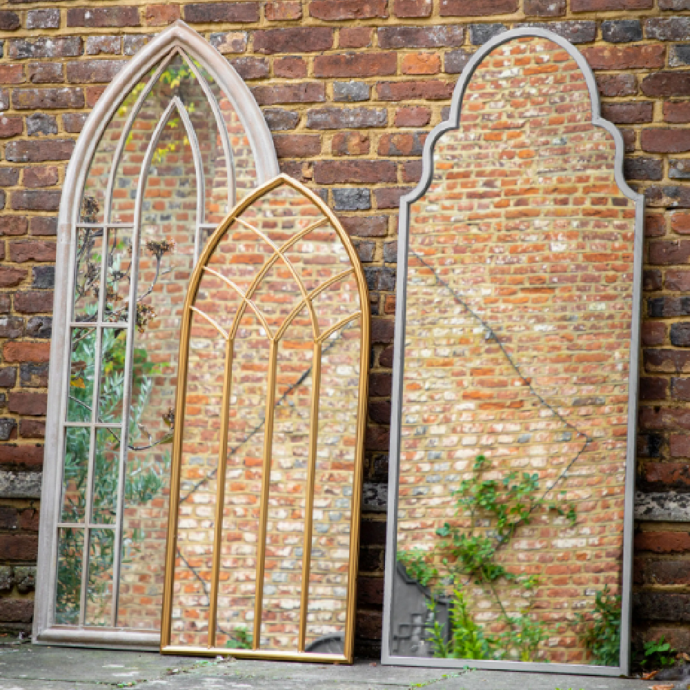 Tillman Outdoor Curved Arc Mirror In Vintage Grey