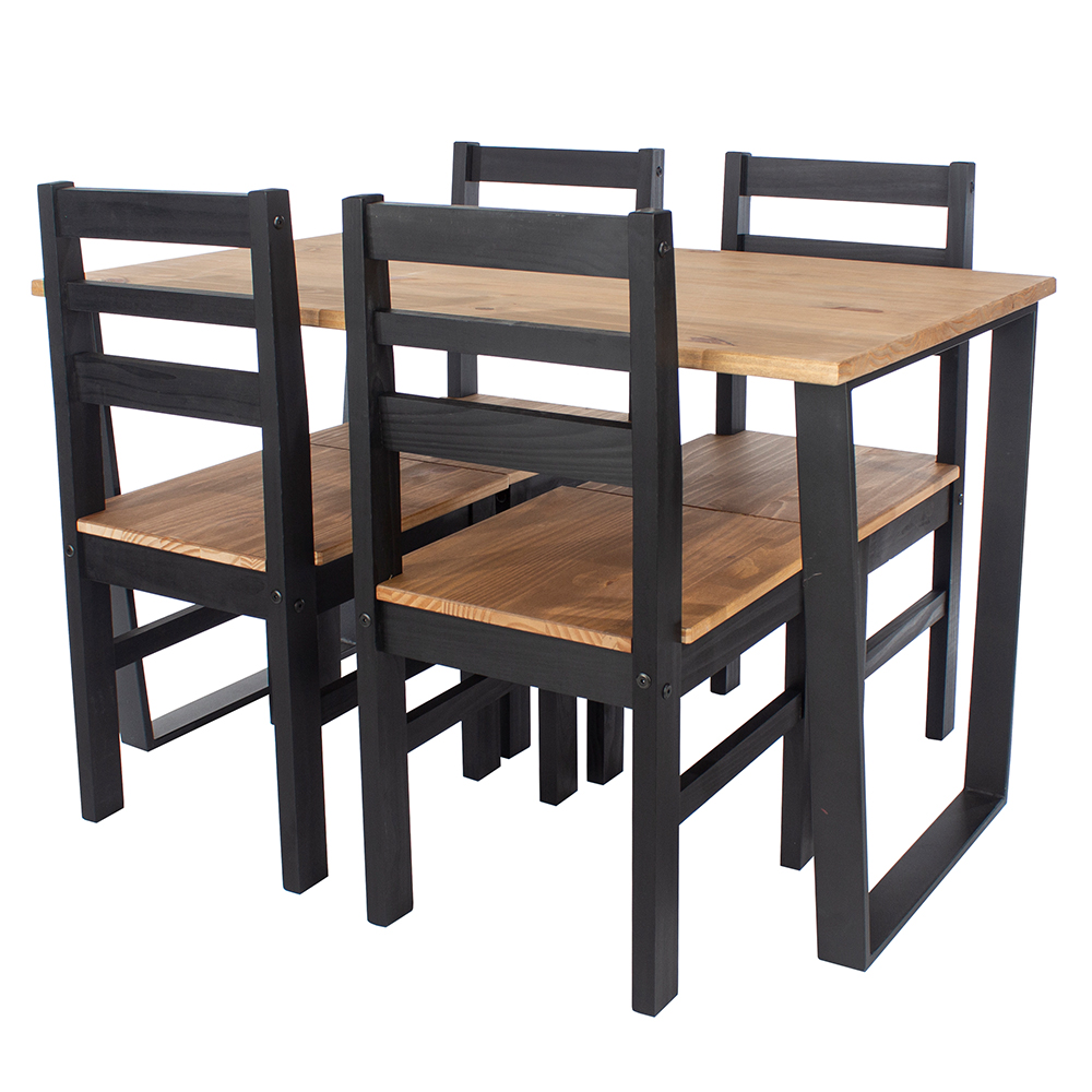 Tilston Large Wooden Dining Table With 4 Chairs In Oak And Black