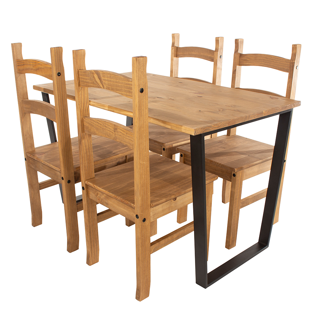 Tilston Large Wooden Dining Table With 4 Chairs In Oak