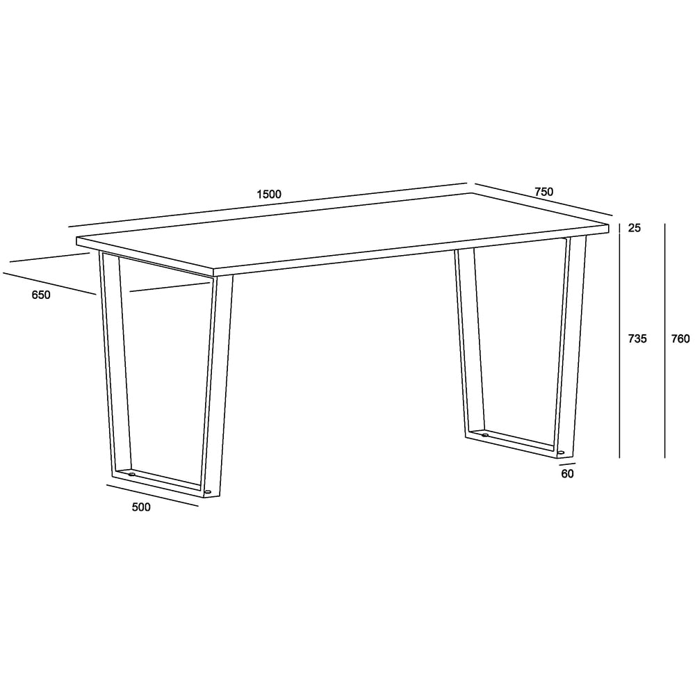Tilston Large Wooden Rectangular Dining Table In Oak And Black