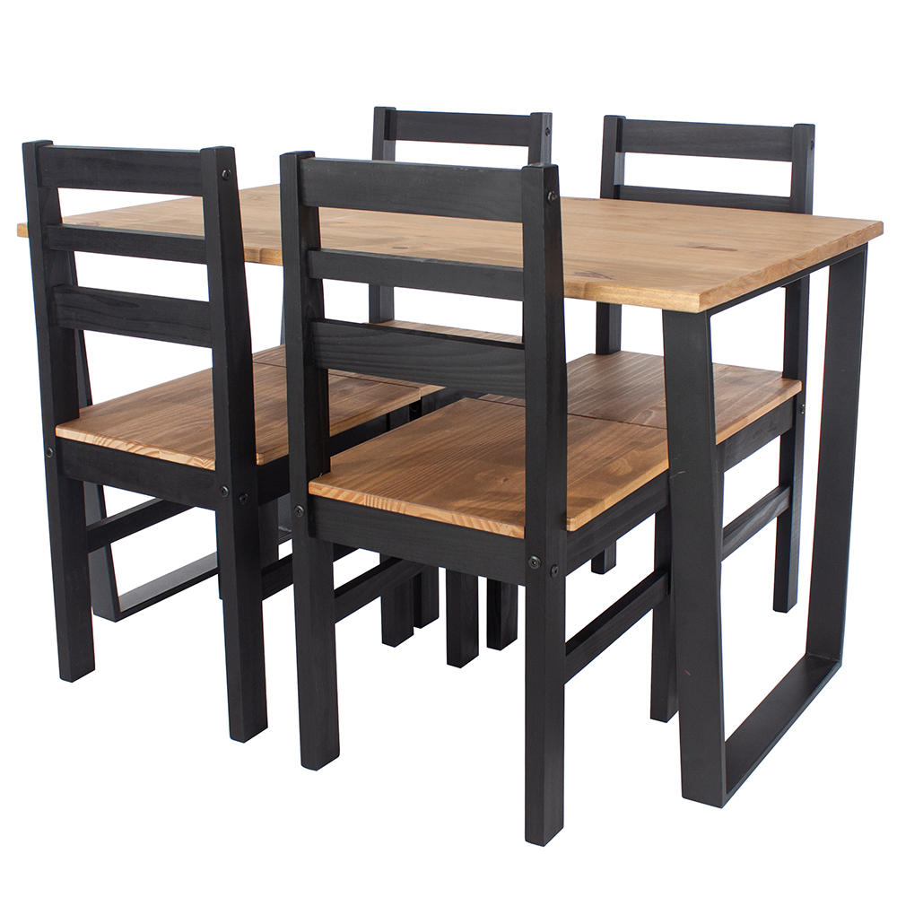 Tilston Small Wooden Dining Table With 4 Chairs In Oak And Black