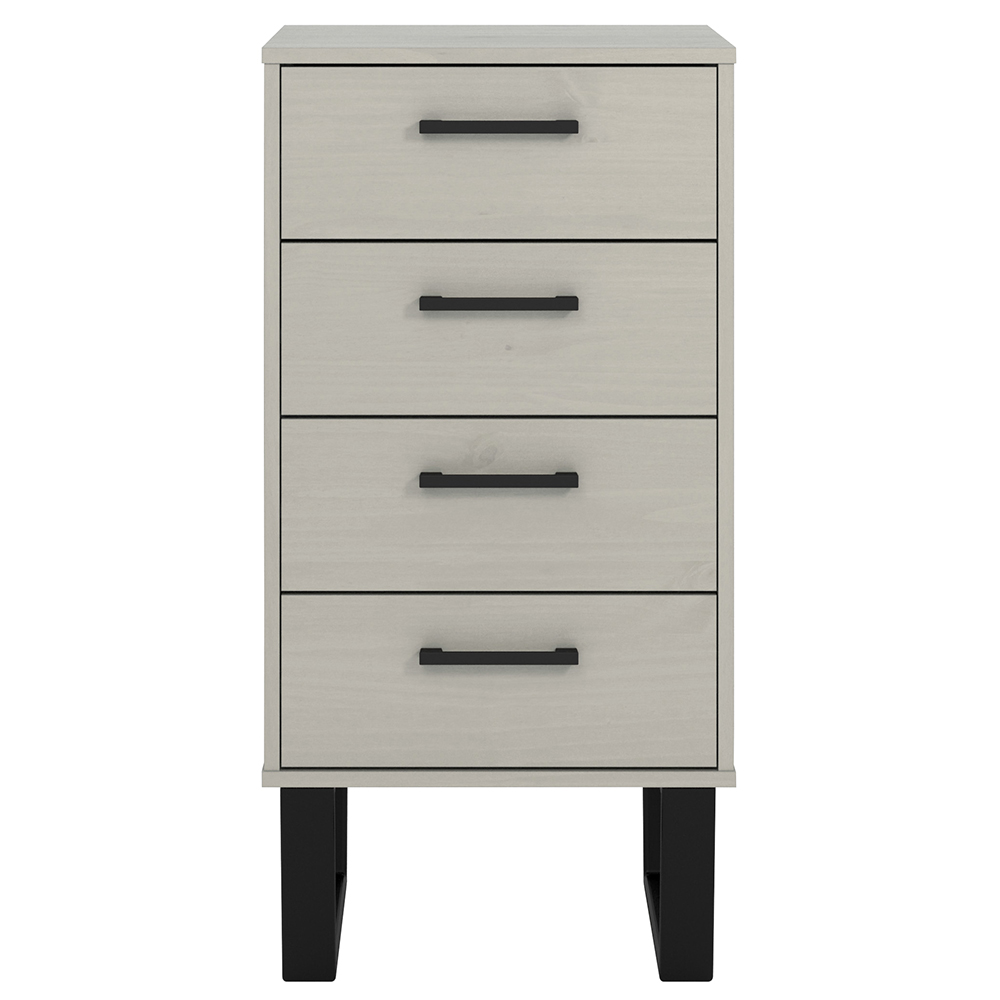 Tilston Tall Wooden Chest Of 4 Drawers In White And Black