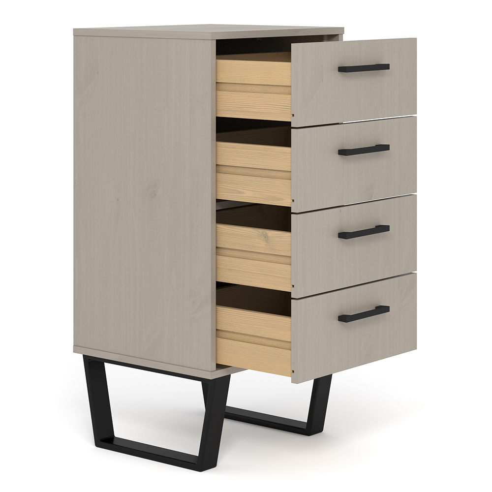Tilston Tall Wooden Chest Of 4 Drawers In White And Black