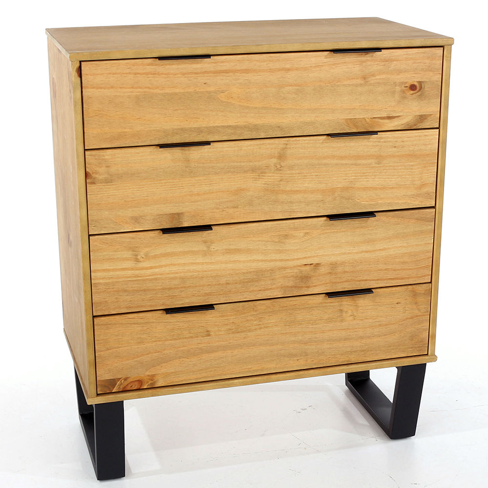 Tilston Wide Wooden Chest Of 4 Drawers In Oak And Black