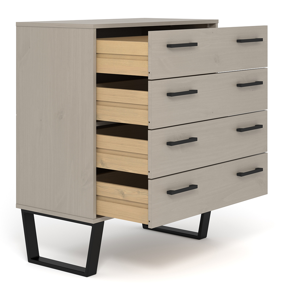 Tilston Wide Wooden Chest Of 4 Drawers In White And Black