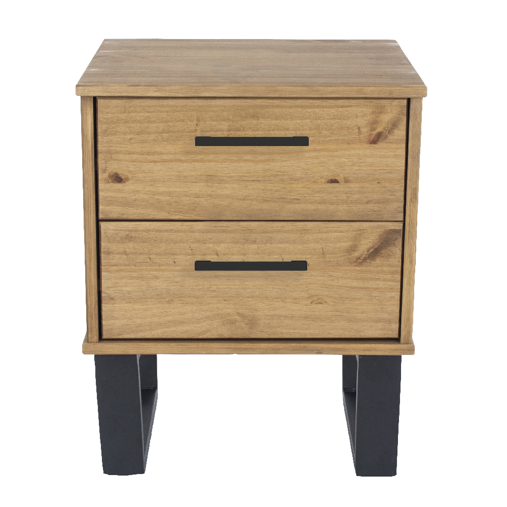 Tilston Wooden Bedside Cabinet With 2 Drawers In Oak And Black