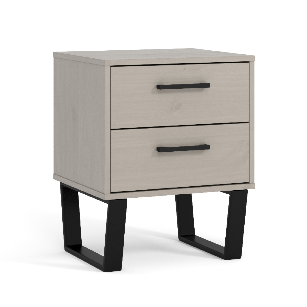 Tilston Wooden Bedside Cabinet With 2 Drawers In White And Black