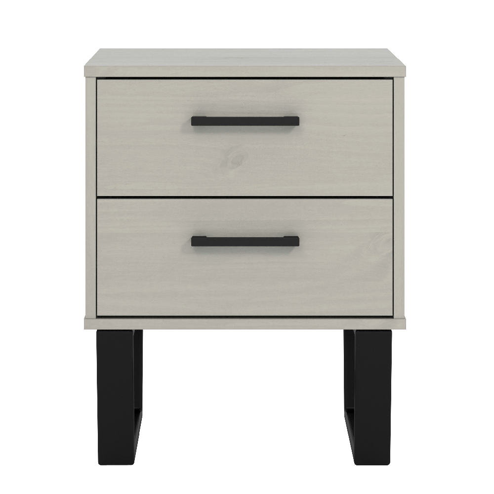 Tilston Wooden Bedside Cabinet With 2 Drawers In White And Black