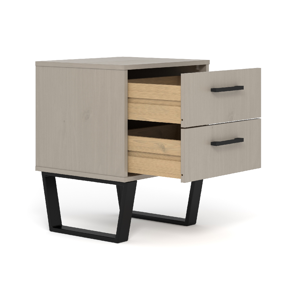 Tilston Wooden Bedside Cabinet With 2 Drawers In White And Black