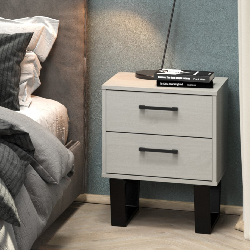 Read more about Tilston wooden bedside cabinet with 2 drawers in white and black