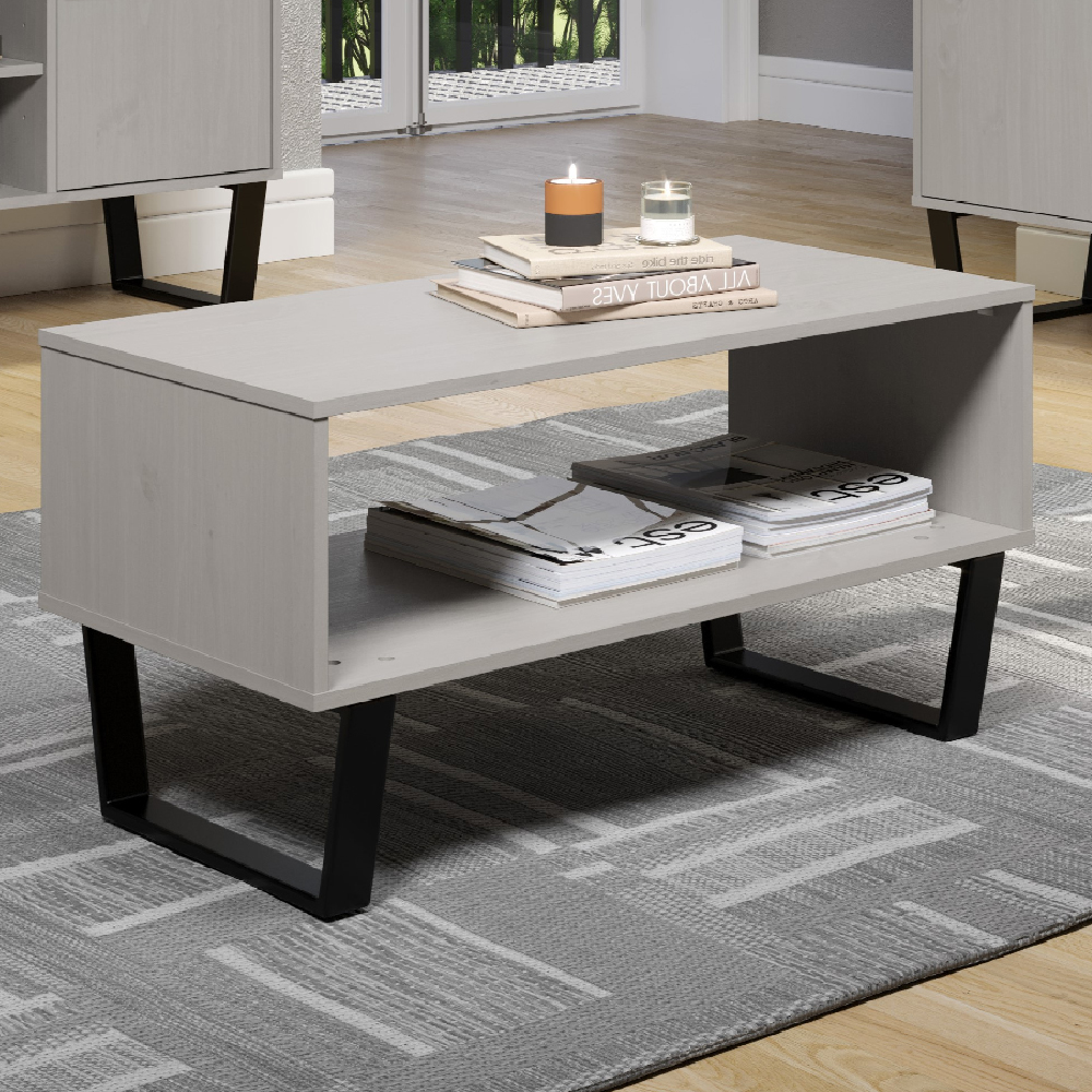 Read more about Tilston wooden coffee table with undershelf in white and black
