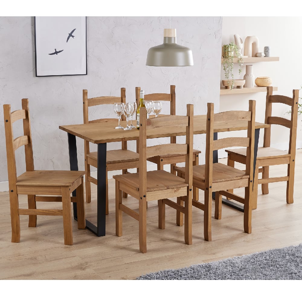 Read more about Tilston wooden large dining table with 6 chairs in oak