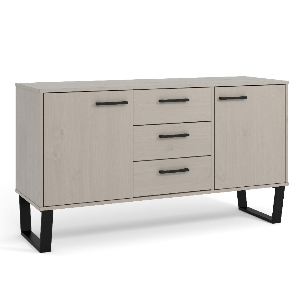 Tilston Wooden Sideboard With 2 Doors 3 Drawers In White Black
