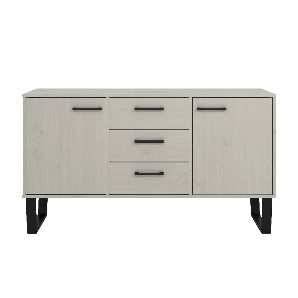 Tilston Wooden Sideboard With 2 Doors 3 Drawers In White Black