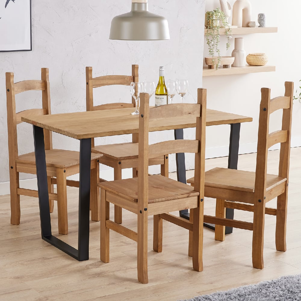 Read more about Tilston wooden small dining table with 4 chairs in oak