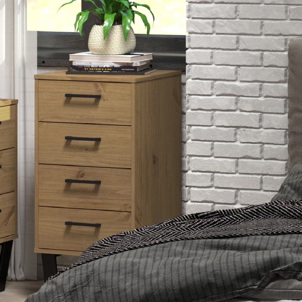 Read more about Tilston wooden tall chest of 4 drawers in oak and black