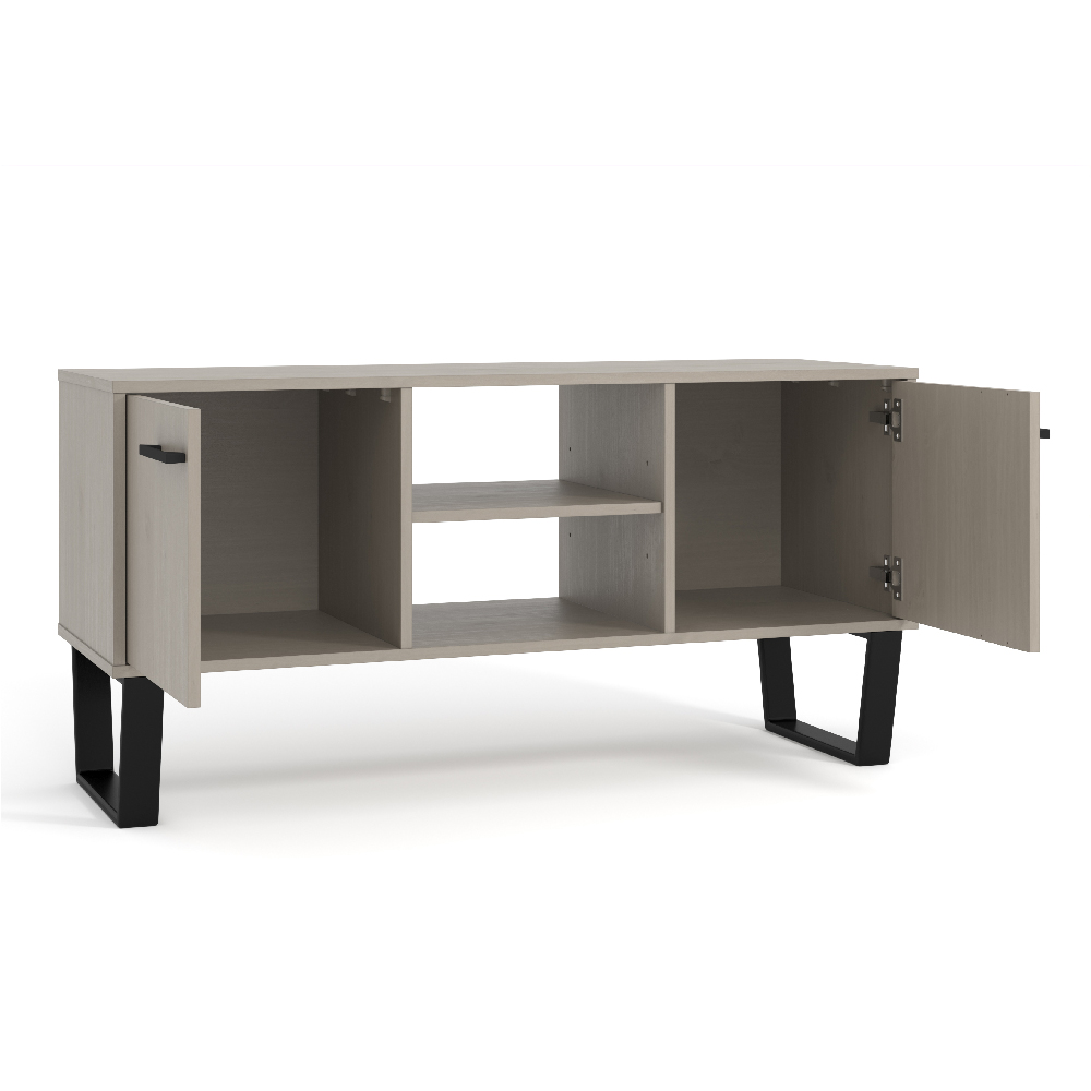 Tilston Wooden TV Stand With 2 Doors In White And Black