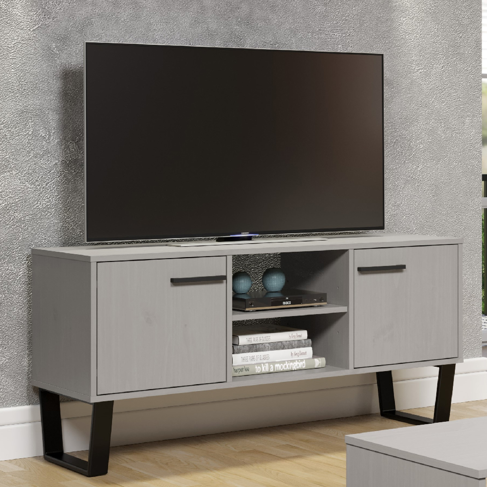 Read more about Tilston wooden tv stand with 2 doors in white and black