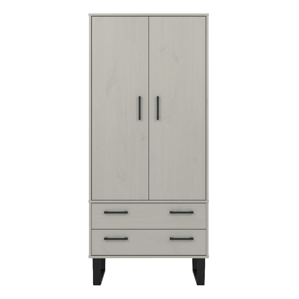 Tilston Wooden Wardrobe With 2 Doors 2 Drawers In White And Black