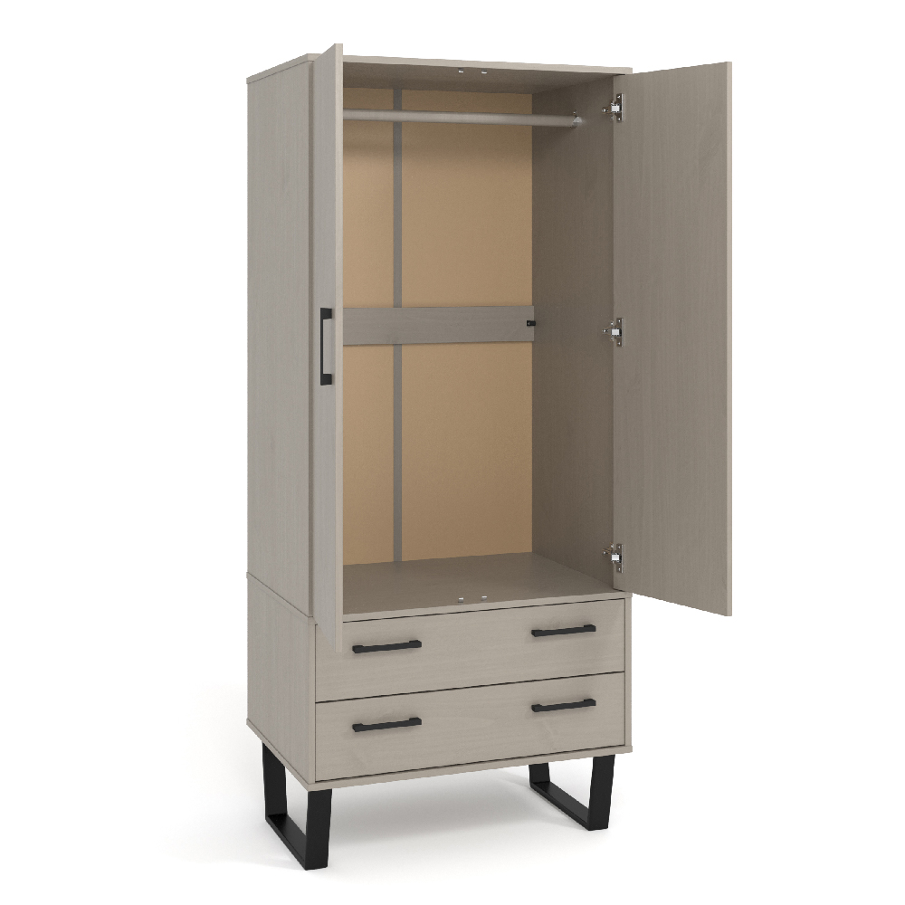 Tilston Wooden Wardrobe With 2 Doors 2 Drawers In White And Black