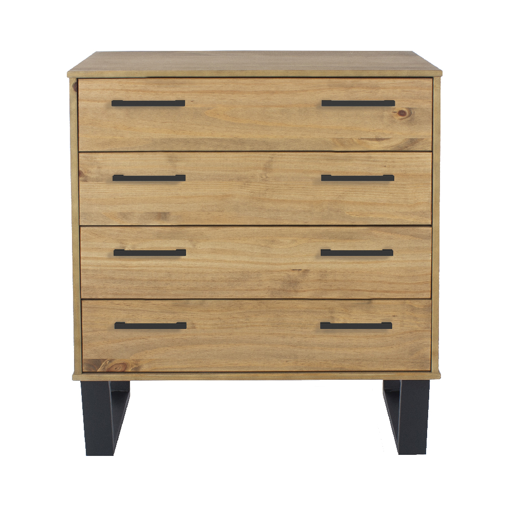 Read more about Tilston wooden wide chest of 4 drawers in oak and black