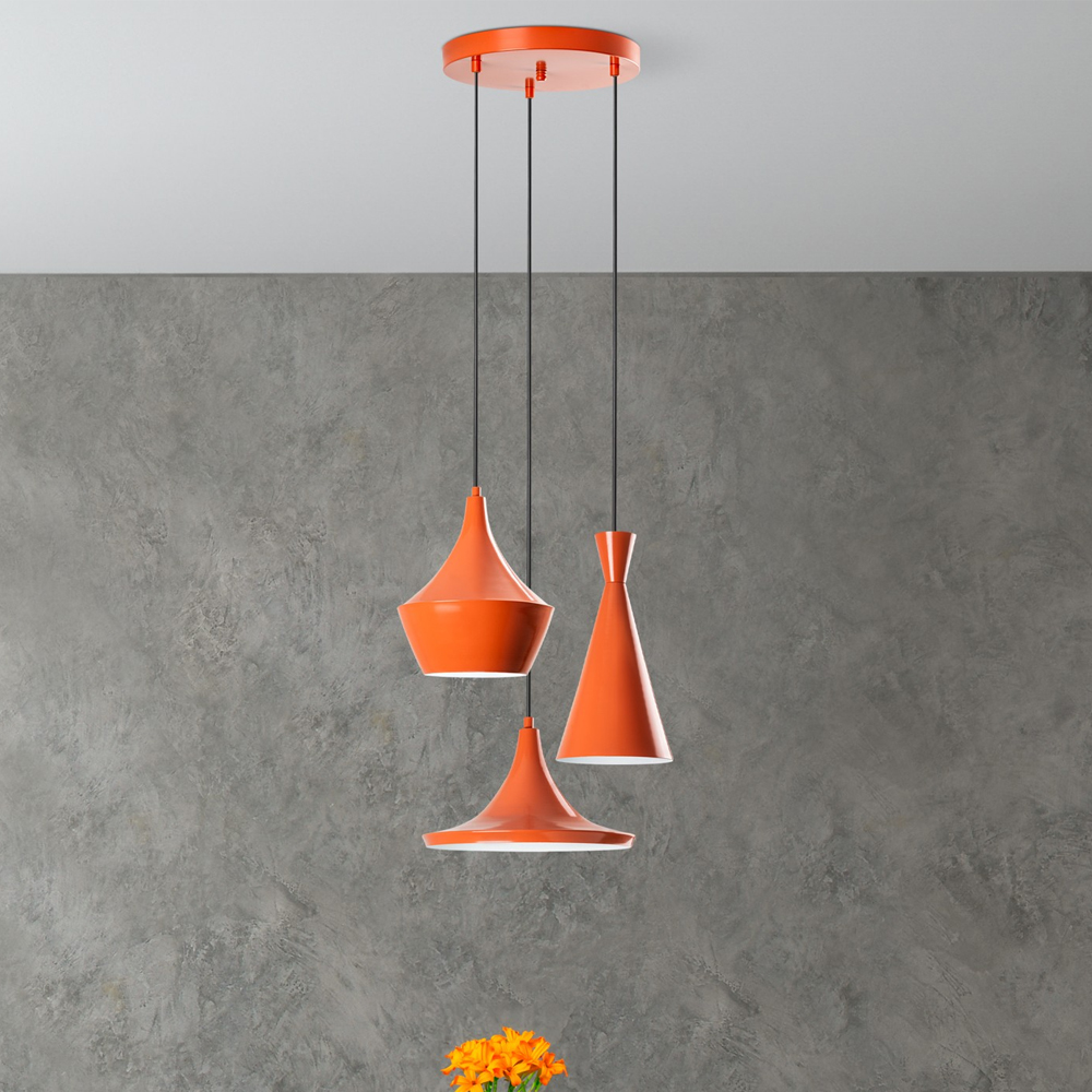 Tilton 3 Light Metal Ceiling Pendant Light in Orange