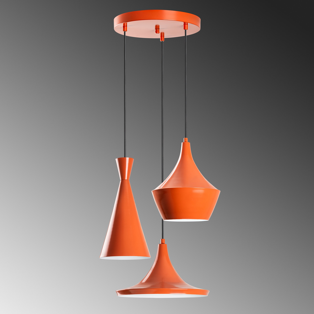 Tilton 3 Light Metal Ceiling Pendant Light in Orange