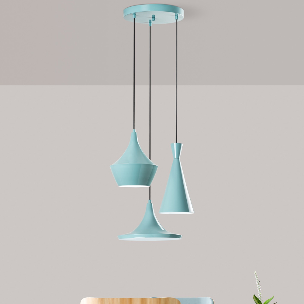 Tilton 3 Light Metal Ceiling Pendant Light in Turquoise
