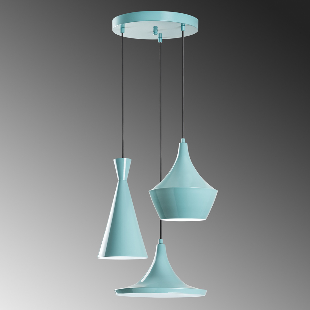 Tilton 3 Light Metal Ceiling Pendant Light in Turquoise