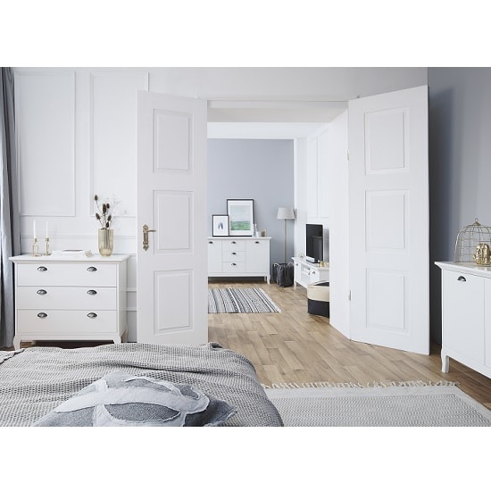 Tilton Wooden Sideboard In White With 2 Doors And 3 Drawers_6